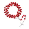 Hänghalsband smycken 2023 Trend Jesus Cross Rosary Halsband Vintage Katolska gåvor Partihandel Kristallglasmaterial