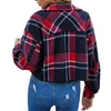 Dames jassen vrouwen meisjes korte jas mode jas patchwork plaid knop sluiting herfst winter revers nek lange mouw warm