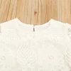 Kledingsets 2 stks peuter meisjes prinseskleding wijd uitlopende mouw bloemenbladeren kanten tops gescheurde jeans kinderen kinderen fashion outfits pak