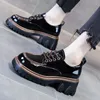 Dress Shoes Lolita Platform Mary Jane Women 2023 Autumn Winter Lace Up Thick Heels Loafers Woman Round Toe Patent Leather