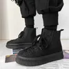 Klänningskor Fashion Men's High-Top Vulcanized Black Wearproof Chelsea Boots Hombre höjda läder Sneakers Spring Autumn Trend 230225