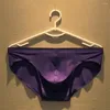 Underpants 2023 Men Sexy Underwear Panties Ice Silk Solid Quick Dry Comfortable Breathable Convex Pouch Bottom Briefs