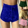 Damenshorts 2023 Damen Damen Retro Samt Rosa Weinrot Grün Schwarz Blau Gelb Elastisch Hohe Taille