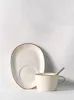 Cups Saucers Breakfast koffiekopje met schotel vintage moderne kunst eenvoudige Noordse drank keramische Tazza Colazione Drinkware
