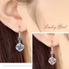 Charm Silver 925 Jewelry Earrings Sapphire Siver Korean Ear Jewelry White/Blue/Pink Color Party Dating Gift Earrings Wholesale G230225