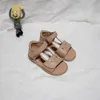 Sandalen Sommer Echtes Leder Jungen Sandalen Cartoons Bär Löwe Kaninchen Offene spitze Mädchen Mode Schuhe Für Party Kinder Strand schuhe 6T Z0225