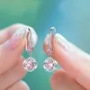 Charm Silver 925 Jewelry Earrings Sapphire Siver Korean Ear Jewelry White/Blue/Pink Color Party Dating Gift Earrings Wholesale G230225