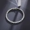 Designer Bijoux Hotsale Hip Hop Bijoux 3mm Moissanite Pierres Plaqué 925 Bracelet En Argent Sterling Chaîne De Tennis Or Coffret Cadeau Hiphop Durable Long