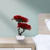 Flores decorativas Bonsai Árvore artificial em vaso de pinheiro falso Mini casas de vegetação japonesa Pote de maconha de simulação decoração de simulação realista realista