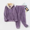 Dames slaapkleding 2023Autumn Winter Warm flanel vrouwen pyjama sets dikke koraal fluweel lange mouw cartoon dunne pyjama set meisje