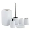 Badaccessoire set Plastic badkameraccessoires 6 stks/set toiletborstel met tandenborstelhouder Cup wit zwart grijs