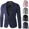 Men's Suits & Blazers Men Solid Color Long Sleeve Lapel One Button Pocket Blazer Slim Suit Coat Fit