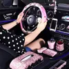 Coprivolante di fascia alta moda donna auto diamante scatola di immagazzinaggio specchietto retrovisore copertura pendente decorazioni interneSteering