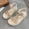 Sandaler Rhinestone Flower Princess Sandaler 2022 Summer New Children's Shoes Girl Softsoled Nonslip Beach Sandaler Sweet For Party Flats Z0225