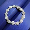 Flower Moissanite Diamond Bangle Armband 100% Real 925 Sterling Silver Wedding Armband For Women Bridal Engagement Smycken