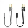 2 en 1 Aux Audio Splitter Cables 3.5 mm Jack Stereo Audio Hembra a 2 macho Auriculares Mic Y Conectores Cables Adaptador