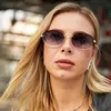 Sunglasses New Small Oval Rimless Sunglasses Vintage Trendy Fashion Male Female Eyewear Popular Brand Designer Personalized UV400 Shades G230225