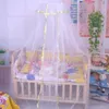 Crib Netting Round Mesh Dome Bed Canopy Netting Princess Mosquito Net with Lace Trim for Babies 1.7m*4.2m 230225
