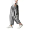 Men's Pants 2021 Spring Summer Chinese Style Cropped Trousers Harem Pants Male Thailand Loose Plus Size Linen Casual Bloomers Men Clothing Z0225