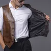 Men s Vests Men First Layer Cowhide Leather Multi pocket Slim Keep Warm In Spring and Autumn 230225