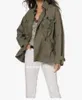 Frauen Jacken 2023 Frau Mode Khaki Gestickte Militär Jacke Front Taschen Taille Kordelzug Lange Ärmeln Übergroßen 230225