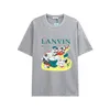 Lanvis Men's SS 24 Дизайнерская футболка Шорты Тренди и женский бежевый спекл печать алфавита