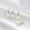 Charm Fashion Four-Leaf Clover Rhinestones Pearl Earrings Women's Pendant örhängen smycken G230225