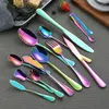 Dinnerware Sets 4PCS Multi-Colors Tableware Variety Set Kit Fork Knife Stainless Steel Silverware Colorful Safe Home