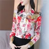 Kvinnors blusar Long -leved Heavy Silk Shirt Kvinna 2023 Spring and Autumn High -end Fashion Printing Wild Mulberry Blus Top