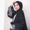 Casual jurken vrouwen Abaya moslimjurk luxe borduurwerk geopende zwarte bell hoeekimono front open