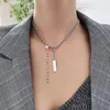 Chains Korean Trendy Silver Color Rhinestone Choker Collares Geometric Alloy Pendant Necklace For Women Fashion Jewelry MS380