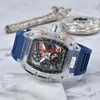 Herrklocka Lyx Designer Sportklockor Mode Transparent fodral 44mm Chronograph Armbandsur Silikonrem Quartz Herrklocka