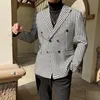 Męskie garnitury Blazery Plaid Najnowszy kombinezon projektowy Płaszcz Mężczyźni Mężczyźni podwójnie piersi Slim Fit Jacket Blazer/Business Formal Costume Homme Sets S-3xlmen's