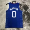 Imprimé 2023 New Basketball Jersey 0 Russell Westbrook Nom Numéro Extérieur Haute Qualité Respirant Sport Vente Haute Qualité