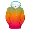 Herrtröjor 3D män kvinnliga tröjor Anpassade färgglada gradient Hooded Solid Color Boy/Girls Polluver Winter Cap CoatS