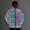 Women s Jackets Colorful Reflective Parkas Winter Jacket Night Reflect Light Thick Coat Hip Hop Clothing manteau femme hiver 230225