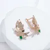 Charm Kinel New Emerald Cut Zircon med 585 Rose Gold Drop Earrings For Women Luxury Big Crystal Flower Earring Ethnic Wedding Jewelry G230225