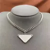 Men gold necklace fashion designer jewlery for women luxury cuban chain creative silver charm punk style jewellery triangle heart pendant necklace mens jewellery