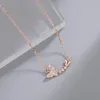 Catene Collana in argento sterling 925 con diamanti retrò Farfalla Collane con ciondolo coreano Clavicola Gioielli di lusso Regalo per le donne