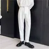 Men's Pants Korean Style Chic Harem Pants Men Solid Black White Man Trouser with Belt Spring Summer Tapered Ankle Length Casual Pant Quality Z0225