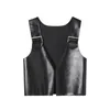 Gilets pour hommes IEFB Wear 2023 Automne Niche Design PU Cuir Noir Gilet Japon Coréen Causal Sans Manches Cool Gilet Mâle 9Y5430 230225