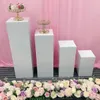 décoration 4pcs / set taille différente fête d'anniversaire clair carré pilier en métal piédestal mariage anniversaire colonnes décoratives blanc carré acrylique support imake625