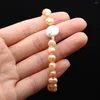 Filo di perle d'acqua dolce naturali bianco rosa arancione braccialetto perle irregolari bracciali 7-8mm per le donne gioielli di lusso braccialetto di qualità