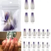 Falska naglar 24 st/låda Gradient Fake Nail Jelly Ballet Coffin Piece Set Artificial Finger Ballerina Löstagbar manikyr