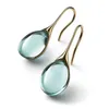 Charm Elegant Trendy Women Earrings Gold Color Natural Sea Blue Stone Hook Dangle Earrings for Women Engagement Wedding Jewelry G230225