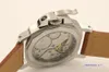 Mechanical Hand-Winding Movement Watch Men's Brown Leather 42mm Back Glass Wristwatch