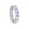 Обручальные кольца женские ювелирные украшения Micro Pave CZ Цирконная кристаллическая полоса вечности Укладка Кольцо Мода 5 мм годовщина серебряного цвета годовщины