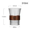 Wine Glasses Japanese Style Vertical Stripe Glass Cup Heat Resistant Coffee Mug With Bamboo Sleeve Transparent Juice Tea Coffeeware 310ml