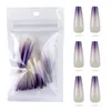 Falska naglar 24 st/låda Gradient Fake Nail Jelly Ballet Coffin Piece Set Artificial Finger Ballerina Löstagbar manikyr