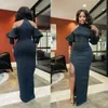 Casual Dresses Sexy Off Shoulder Bodycon Maxi Dress Pile Up Sleeve Women Birthday Party Outfits Clothing Night Club Side Slit klänning.